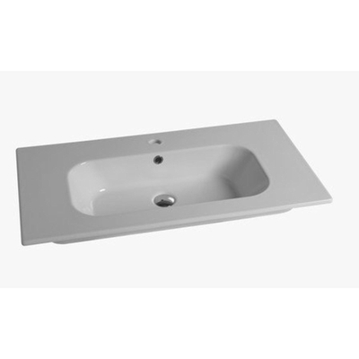 Nemo Spring Nubes tablet - 81x46.5x17cm - porselein - 1 wastafel - met kraangat - overloop - Cettina - geintegreerd - hoogglans