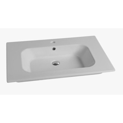 Nemo Spring Nubes tablet - 61x46.5x17cm - porselein - 1 wastafel - met kraangat - overloop - Cettina - mat wit