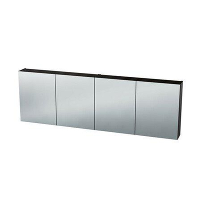 Nemo Spring Nebulo spiegelkast - 200x65x17.8cm - 4 deuren - glazen leggers - met stopcontact - zonder schakelaar - Thermo Oak Black