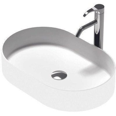 Nemo Stock Java Style lavabo à poser ovale 580 x 380 x 110 mm solid surface mélange de résine de polyester et minéraux naturels blanc mat