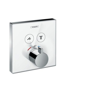 Hansgrohe ShowerSelect Ensemble de finition verre pour thermostat encastré avec inverseur pour 2 fonctions de douche blanc/chrome