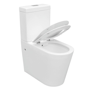 Nemo Go XComfort PACK staand toilet verhoogd zonder spoelrand porselein aansluiting PK of AO met dunne zitting softclose takeoff wit
