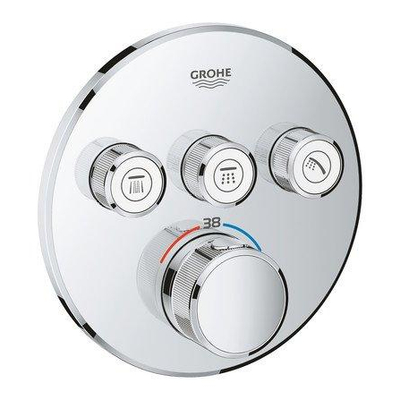 Grohe Grohtherm SmartControl Inbouwkraan - thermostatisch - met omstel voor 3 functies - rond - chroom