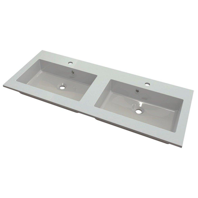 Nemo Spring Don geïntegreerde tablet - 120x50x1.5cm - met 2 verzonken wastafels - kunstmarmer - meubelwastafel - wit