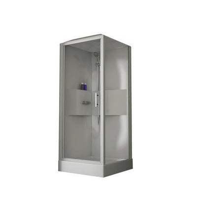 Nemo Start cabine de douche lilou plus en polystyrène épaisseur 4 mm brillant porte battante avec panneau latéral 1 pièce verre de sécurité 6mm bac à douche acrylique brillant 90x90 clair avec toit avec douchette pluie réversible mélangeur thermostatique