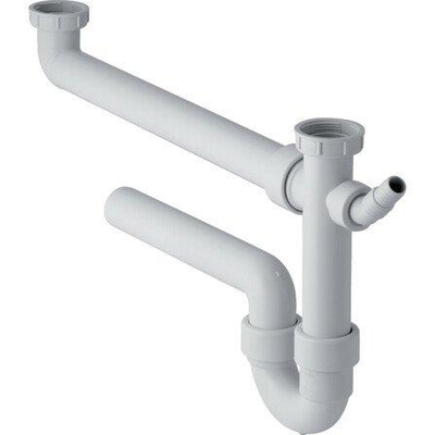 Geberit buissifon - voor spoeltafel - met 2 bakken - met afvoerbocht - 6/4" - D - 40mm - extra lang - wit