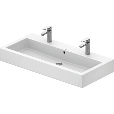 Duravit Vero lavabo rectifié avec 2 trous de robinet avec trop-plein 100x47cm incl. fixation blanc