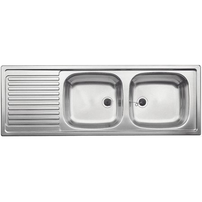 Blanco Top EZS Inbouwspoeltafel - 123.5x43.5cm - 2 wasbakken - dikte 0.7mm - bevestigingsclips - omkeerbaar - RVS OUTLETSTORE