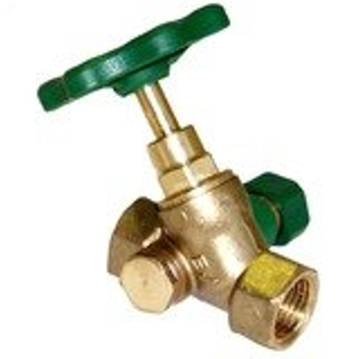 Go by Van Marcke robinet d'arrêt incliné avec vanne d'arrêt et point de vidange 3/4F x 3/4F laiton