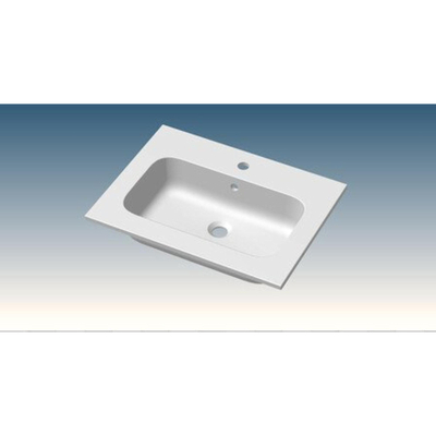 Go by Van Marcke Paco lavabo-plan pour meuble 60x46x1.5cm 1 bassin intégré 1 trou de robinetterie marbre de synthèse blanc mat