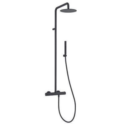 GO by Van Marcke Nero ensemble de douche pluie apparent – thermostatique – douche de tête Ø 25 cm – douchette 2 jets – noir mat