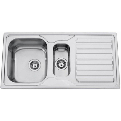 Nemo Start Médoc - 100x50cm - inbouwspoeltafel - roestvrijstaal gepolijst dikte 0.6mm - 1.5 bakken - met afdruip - omkeerbaar