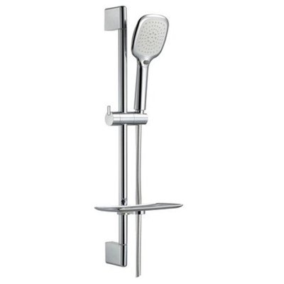 Nemo Spring Poggio douchestangset - compleet - 650mm - met bevestigingen - 3 jets - glijstuk - gladde kunststofflexibel - zeepbakje