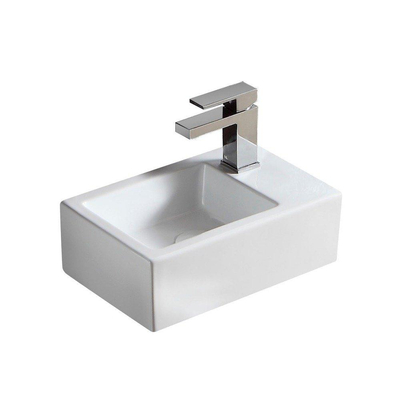 Nemo Spring Sula lave-mains - rectangulaire - 37x23.5cm - montage mural - trou de robinet à droite - diamètre 3.5cm - porcelaine blanc