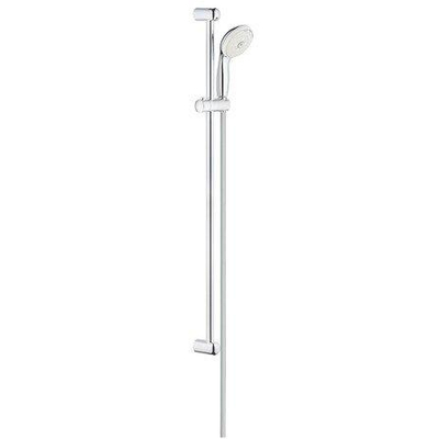 GROHE New Tempesta 100 Ensemble de douche - 90cm - douchette ronde - 3 types de jet - flexible de douche lisse - chrome/blanc