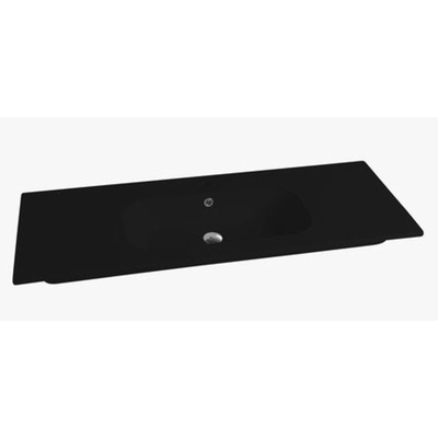 Nemo Spring Nubes tablet - 121x46.5x17cm - porselein - 1 wastafel - met kraangat - overloop - Cettina - zwart