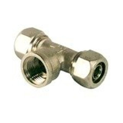 Go by Van Marcke Pex Alu klem T-stuk Ø16mm x 1/2F x Ø16mm chromé