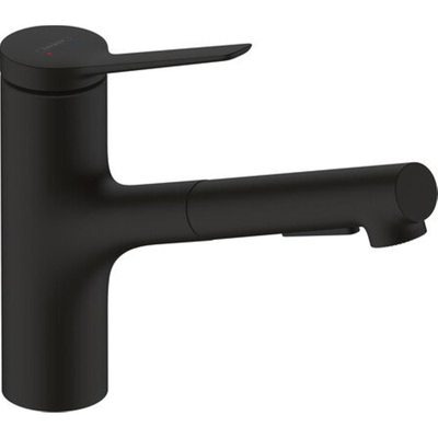 Hansgrohe - Zesis M33 - Mitigeur de cuisine monocommande 150 - douchette extractible - 2 jets - noir mat
