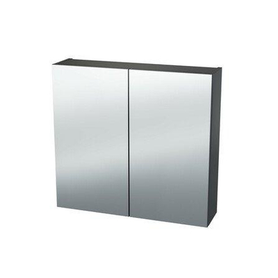 Nemo Spring Nebulo spiegelkast - 60x65x17.8cm - 1 deur - glazen leggers - met stopcontact - zonder schakelaar - enkelzijdige spiegeldeur - Onyx Grey