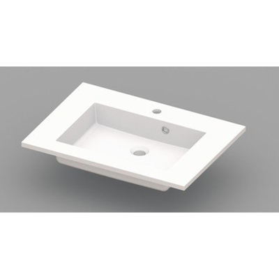 Nemo Spring Coste Lavabo pour meuble avec 1 vasque 70x50x20cm avec trou de robinet et trop-plein marbre artificiel blanc