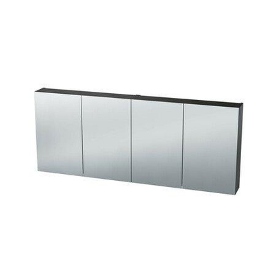 Nemo Spring Nebulo armoire de toilette luxe - 180x65x17.8cm - 4 portes miroir double face - étagères en verre - avec prise - sans interrupteur - couleur : F988 W04 Béton brut