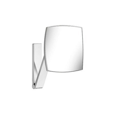 Keuco ilookmove miroir cosmétique mural sur bras pivotant tridimensionnel réglable carré non éclairé grossissement x5 chromé