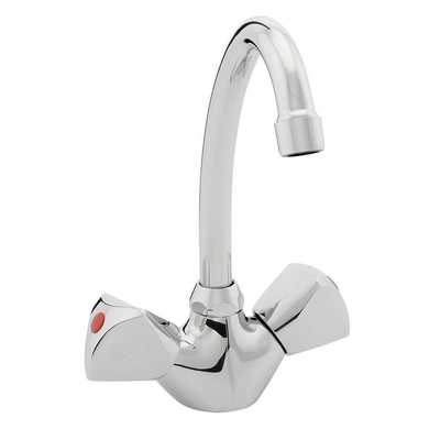 Nemo Start Riga mitigeur de lavabo à deux poignées montage monotrou sur lavabo avec bec mobile vidage avec chaîne chrome