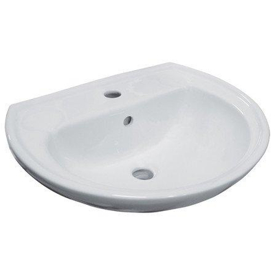 Go by Van Marcke Atlas Lavabo 50x41 cm porcelaine blanc avec trou de robinet traversant sécurité de trop-plein pour tout type de robinet