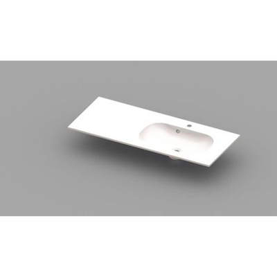 Nemo Spring Ovum 20 lavabo-plan de toilette droit 1200 x 500 x 200 mm avec trop-plein marbre de synthèse blanc