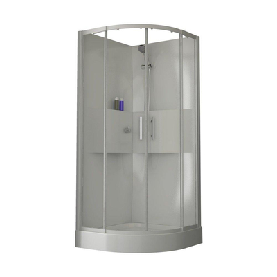 Nemo Start Lilou Basis hoekinstap - 90x90cm - douchecabine polystyreen dikte 4mm glanzend - met schuifdeuren 2 delen - 5mm + - 6mm - veiligheidsglas - kwartrond - douchetub acryl - wit/helder - omkeerbaar - douchebak wit profiel - helder