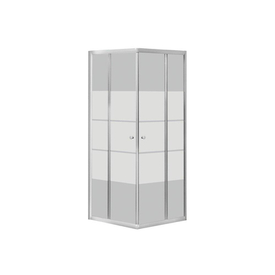 GO by Van Marcke Avis cabine de douche 90x90x185cm carré 2 portes coulissantes verre de sécurité clair 4mm avec bandes mates aluminium chromé