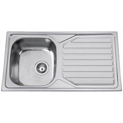 Nemo Start Médoc - 86x50cm - inbouwspoeltafel - roestvrijstaal gepolijst dikte 0.6mm - 1 bak - met afdruip - omkeerbaar