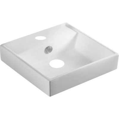 GO by Van Marcke Brigit lavabo semi-posé carré porcelaine blanc 380 x 380 x 130 mm