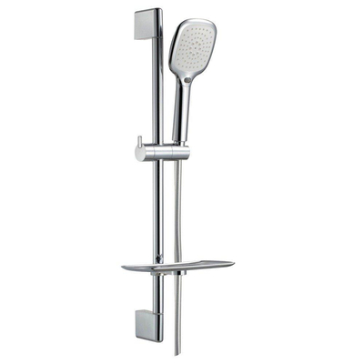 Nemo Spring Poggio ensemble barre de douche complet 650 mm avec fixations 3 jets avec support coulissant flexible lisse en matière synthétique avec porte-savon chromé