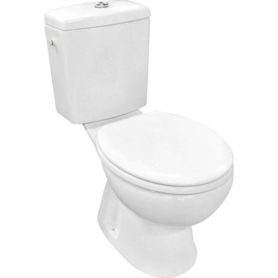 GO by Van Marcke Carde PACK WC au sol sortie AO 24 cm avec abattant WC réservoir avec mécanisme de chasse Geberit porcelaine blanche avec matériel de fixation