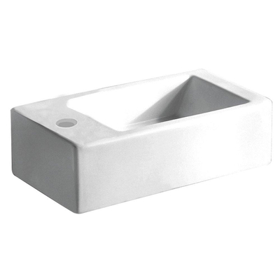 GO by Van Marcke Recto fontein rechthoekig 24.5x50x12 cm porselein 1 kraangat met overloop wit