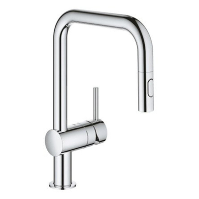 GROHE Minta Robinet de cuisine avec bec U rotatif et mousseur extractible Dual Spray chrome