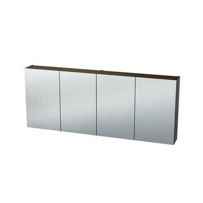 Nemo Spring Nebulo spiegelkast - 140x65x17.8cm - 4 deuren - glazen leggers - met stopcontact - zonder schakelaar - Carini Walnut Natur