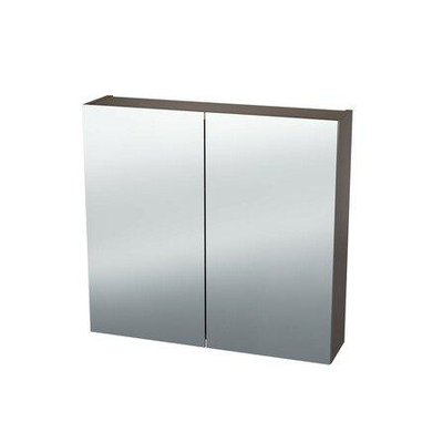 Nemo Spring Nebulo luxe spiegelkast - 60x65x17.8cm - 1 dubbelzijdige spiegeldeur - glazen leggers - met stopcontact - zonder schakelaar - kleur: U730 ST9 Basalt