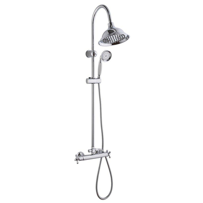 GO by Van Marcke Retro ensemble de douche pluie apparent – thermostatique – douche de tête Ø 20 cm – douchette – barre de douche – chrome