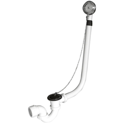 Go by Van Marcke garniture de baignoire avec bonde en caoutchouc et chaînette pour baignoires standard avec ouverture d'évacuation D 52 mm avec rosace chromée avec raccord D 40 mm