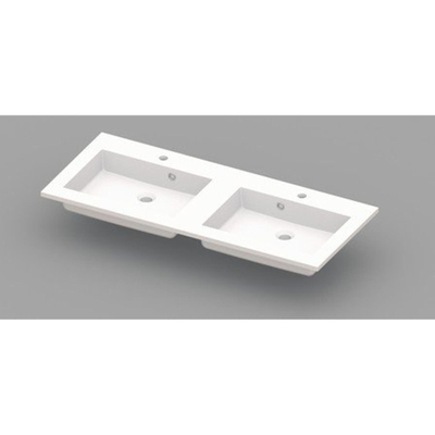 Nemo Spring Coste geïntegreerde tablet - 120x50x20cm - met 2 verzonken wastafels - afvoergaten D 45mm - voorgeboord kraangaten 35 - overlopen - meubelwastafel - wit