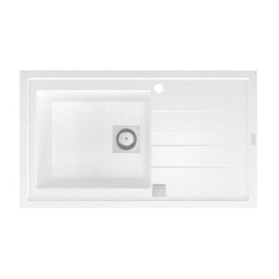 GO by Van Marcke Molto inbouwspoeltafel composiet met 1 bak met afdruip 860 x 500 mm met vierkante manuele plug omkeerbaar wit OUTLETSTORE