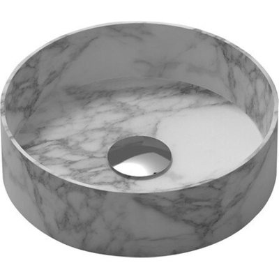 Nemo Stock Java Acrylique lavabo à poser rond 380 x 380 x 110 mm marbre blanc