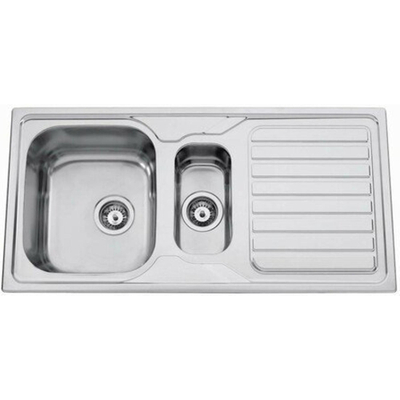 Nemo Start Médoc - 100x50cm - inbouwspoeltafel - roestvrijstaal gepolijst dikte 0.6mm - 1.5 bakken - met afdruip - omkeerbaar