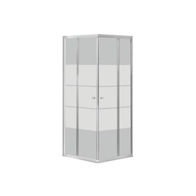 GO by Van Marcke Avis cabine de douche 90x90x185cm carré 2 portes coulissantes verre de sécurité clair 4mm avec bandes mates aluminium chromé