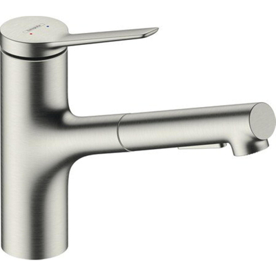 Hansgrohe - Zesis M33 - Mitigeur de cuisine monocommande 150 - douchette extractible - 2 jets - finition inox