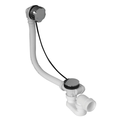 Go by Van Marcke garniture de baignoire automatique avec commande rotative pour baignoires standard avec orifice d’évacuation D 52 mm avec set de finition chrome avec raccord D 40 mm