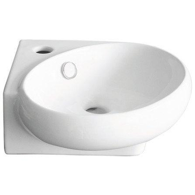 GO by Van Marcke Happy lave-mains 36x38,5x13,5 cm porcelaine blanc avec trou de robinet traversant avec cache-bonde de trop-plein chromé fixation murale possible