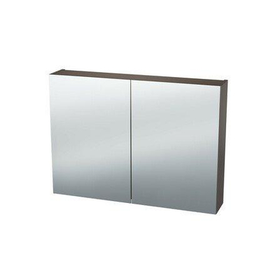 Nemo Spring Nebulo luxe spiegelkast - 90x65x17.8cm - 2 dubbelzijdige spiegeldeuren - glazen leggers - met stopcontact - zonder schakelaar - Basalt